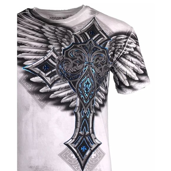 Xtreme Couture by Affliction Men's T-Shirt LAST BLOW White Biker Wings MMA - Picture 8 of 8